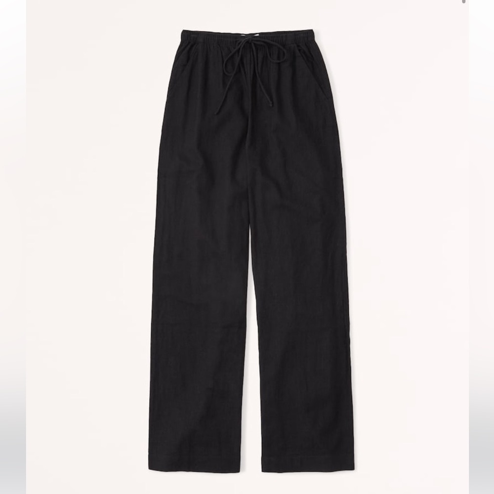 Abercrombie Linen Blend Pull On Wide Leg Pant